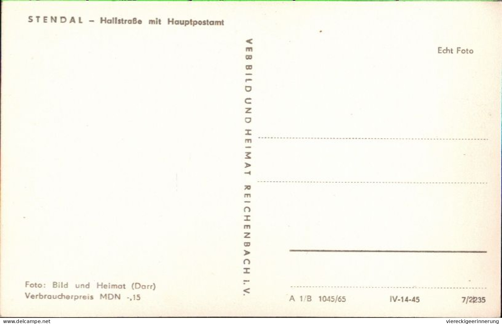 ! DDR Ansichtskarte Stendal, Hallstraße, Hauptpostamt - Stendal