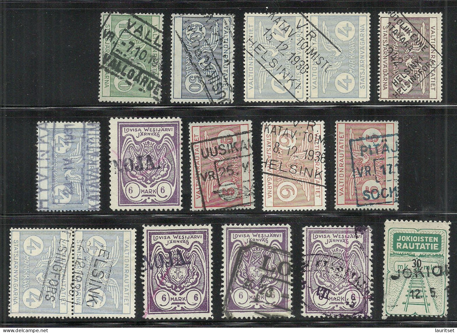 FINLAND FINNLAND 1920ies/1930ies Small Lot Of Railway Packet Stamps Eisenbahn Paketmarken O - Colis Postaux