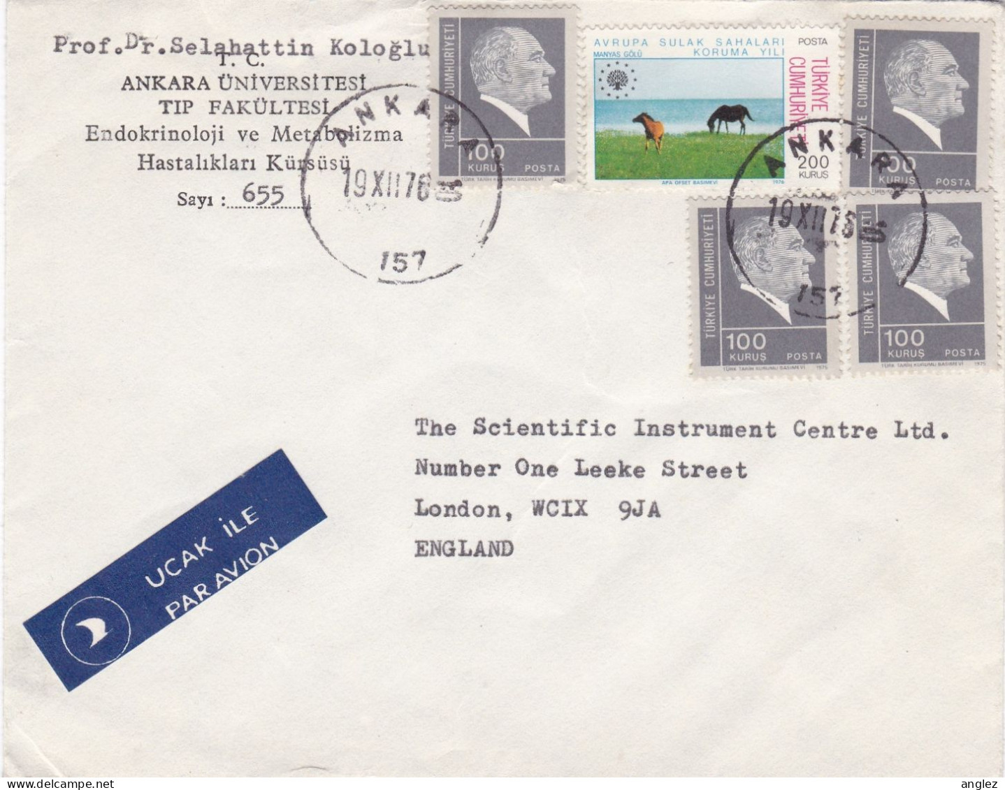 Turkey - 1976 Airmail Cover Ankara To UK - Briefe U. Dokumente