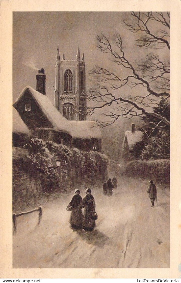 ILLUSTRATEUR Non Signée - Promenade Dans Village Enneigé - Carte Postale Ancienne - Sin Clasificación