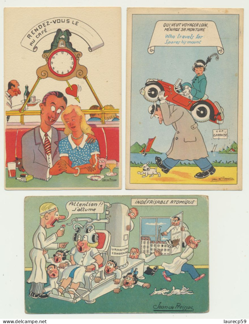 Lot De 4 Cartes Fantaisie -  Humour Humoristique - Illustrateur Jean De Preissac - Preissac