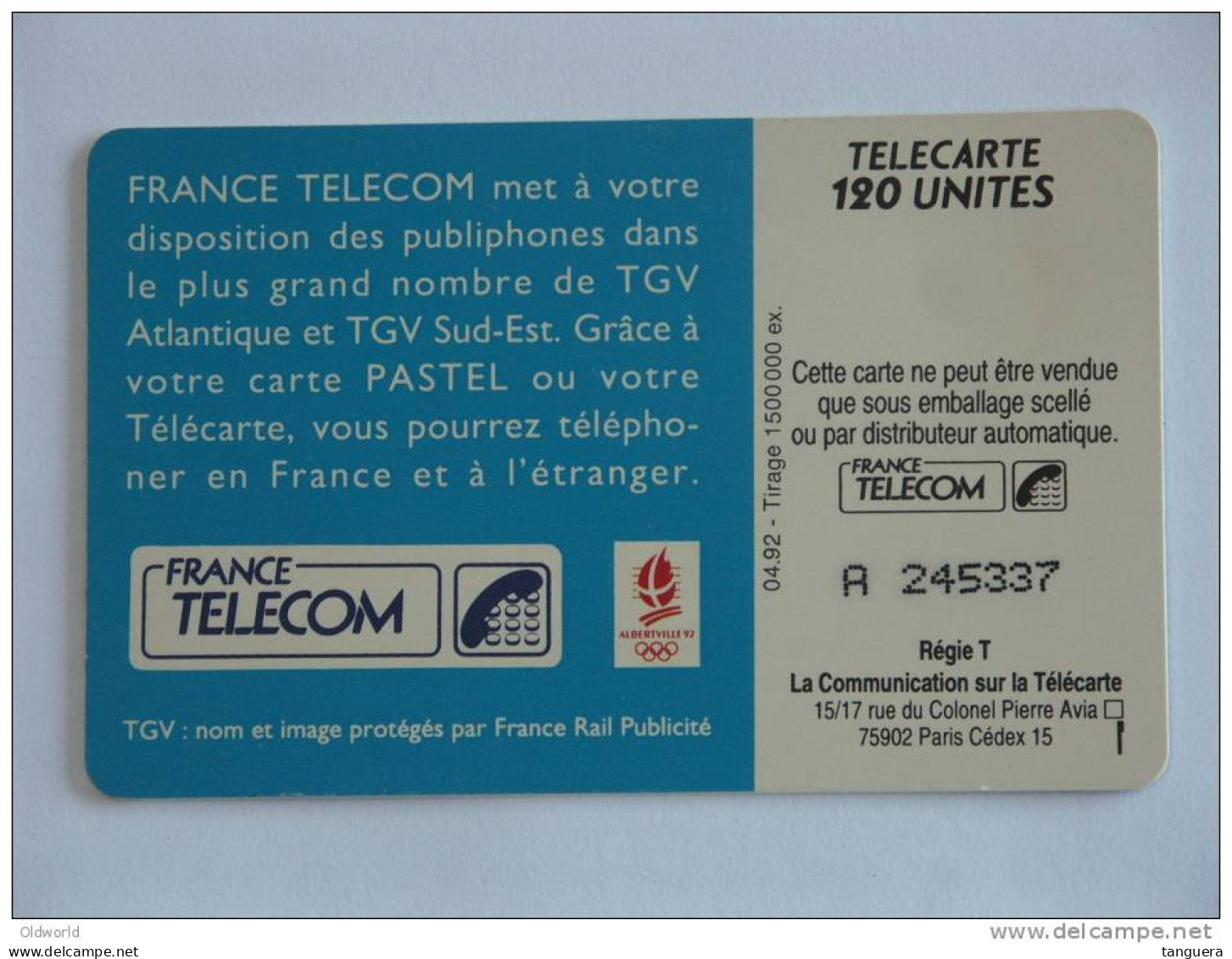 Télécarte 120 Le Téléphone Est Dans Le TGV France Telefoonkaart Frankrijk - 120 Unités 