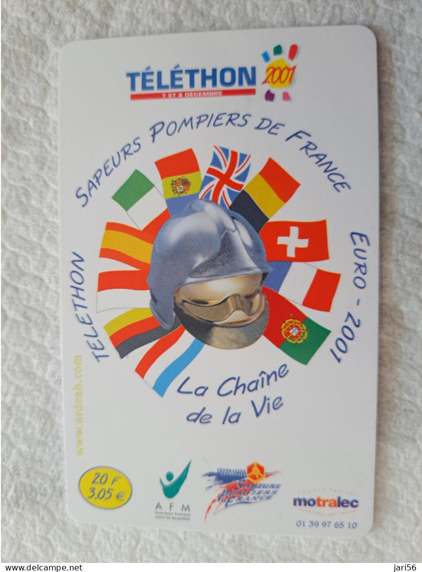 FRANCE/ 20 FR/ €3,05 / TELETHON 2001/ SAPEURS POMPIERS DE FRANCE     /   PREPAID  / MINT    ** 14563** - Mobicartes (GSM/SIM)