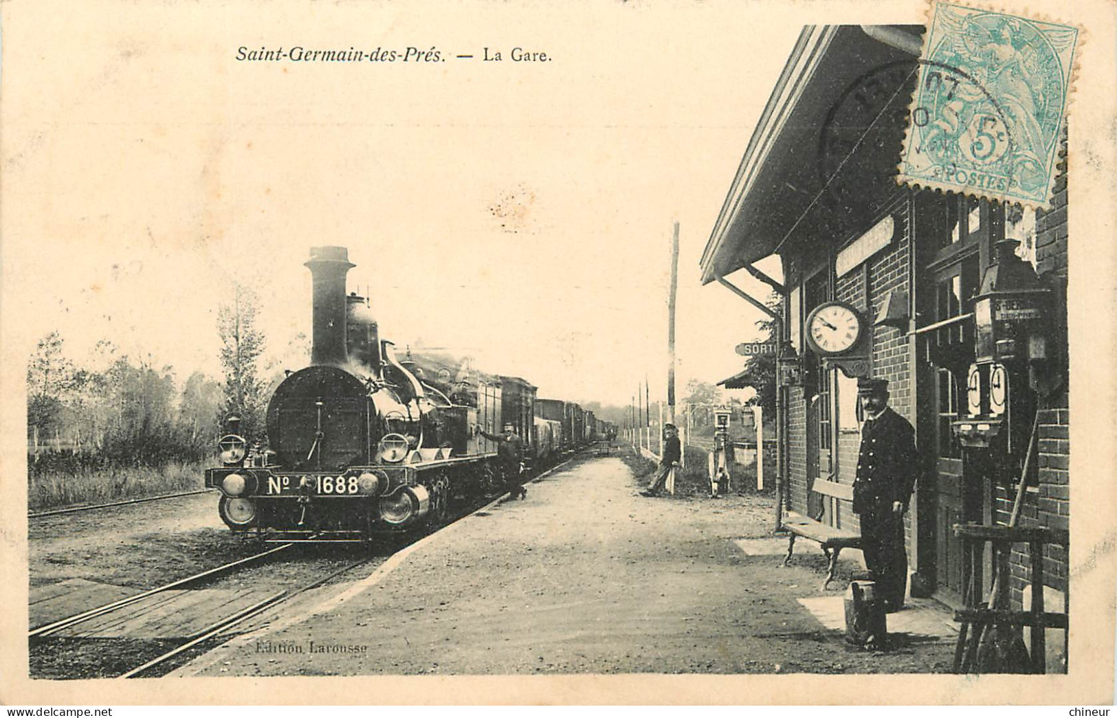 SAINT GERMAIN DES PRES LA GARE  VUE INTERIEURE ARRIVEE DU TRAIN CHEF DE GARE - Autres & Non Classés