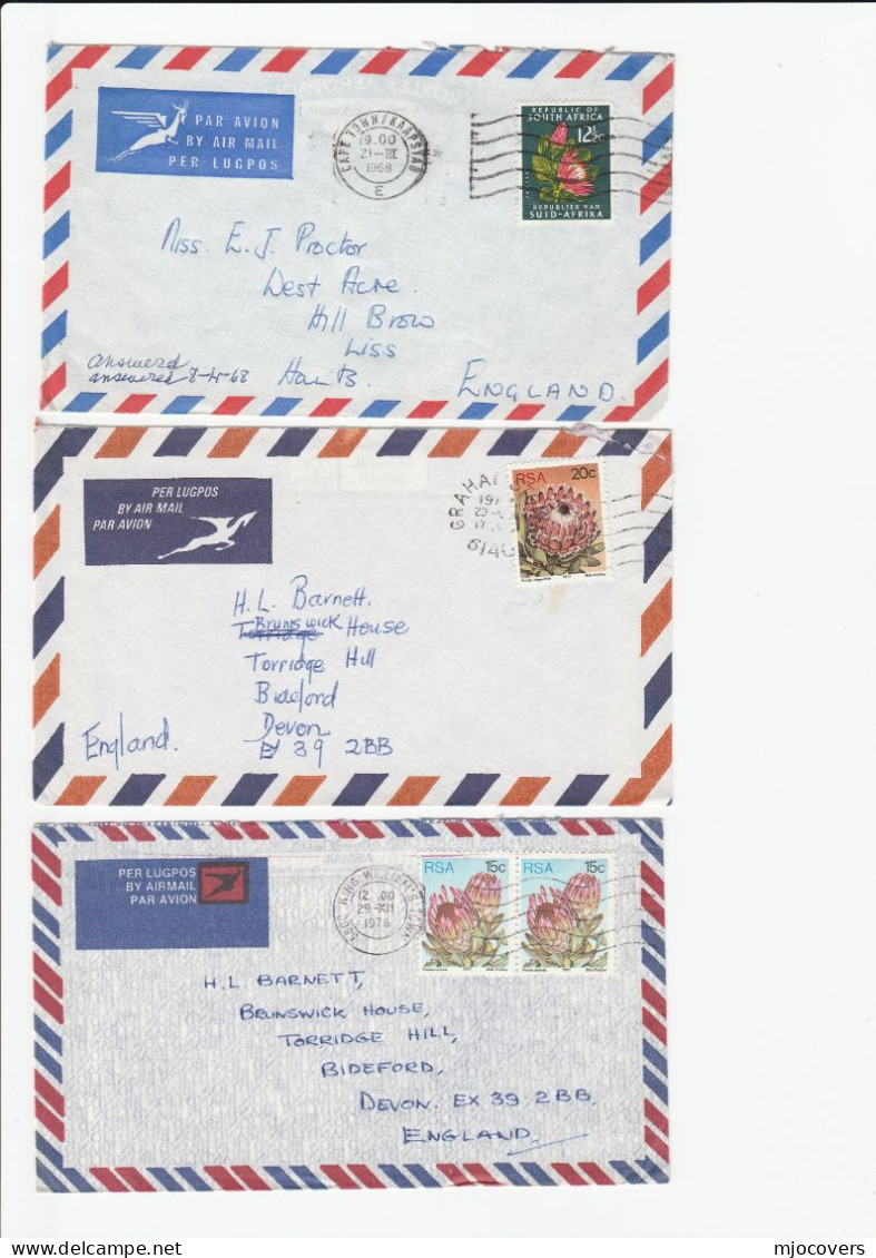 Collection SOUTH AFRICA Air Mail COVERS To GB Various FLOWER Stamps Cover - Lots & Serien