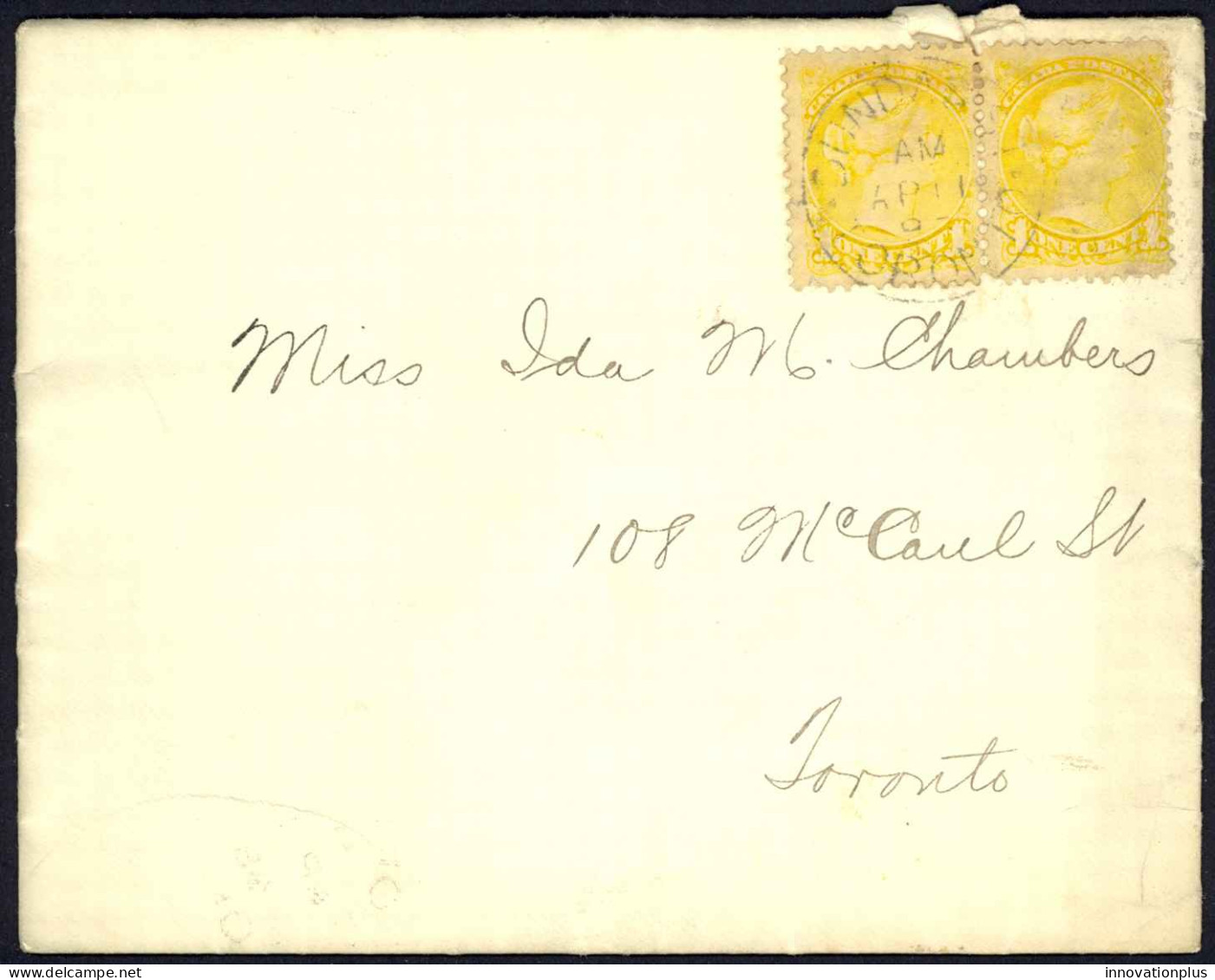 Canada Sc# 35X2 On Cover (c) (Dundas>Toronto) 1895 4.11 Small Queen - Briefe U. Dokumente