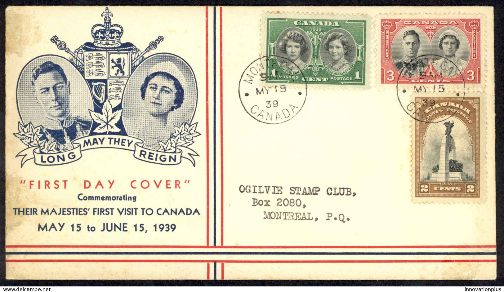 Canada Sc# 246-248 (cachet) Event Cover (o) 1935 5.15 Royal Visit - Commemorative Covers