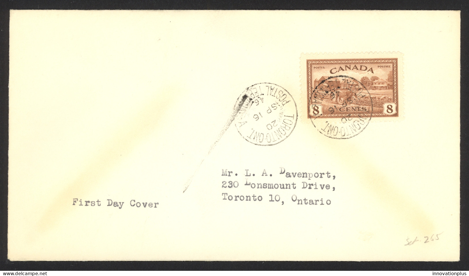 Canada Sc# 268 FDC (a) 1946 9.16 KGVI Peace Issue - ....-1951