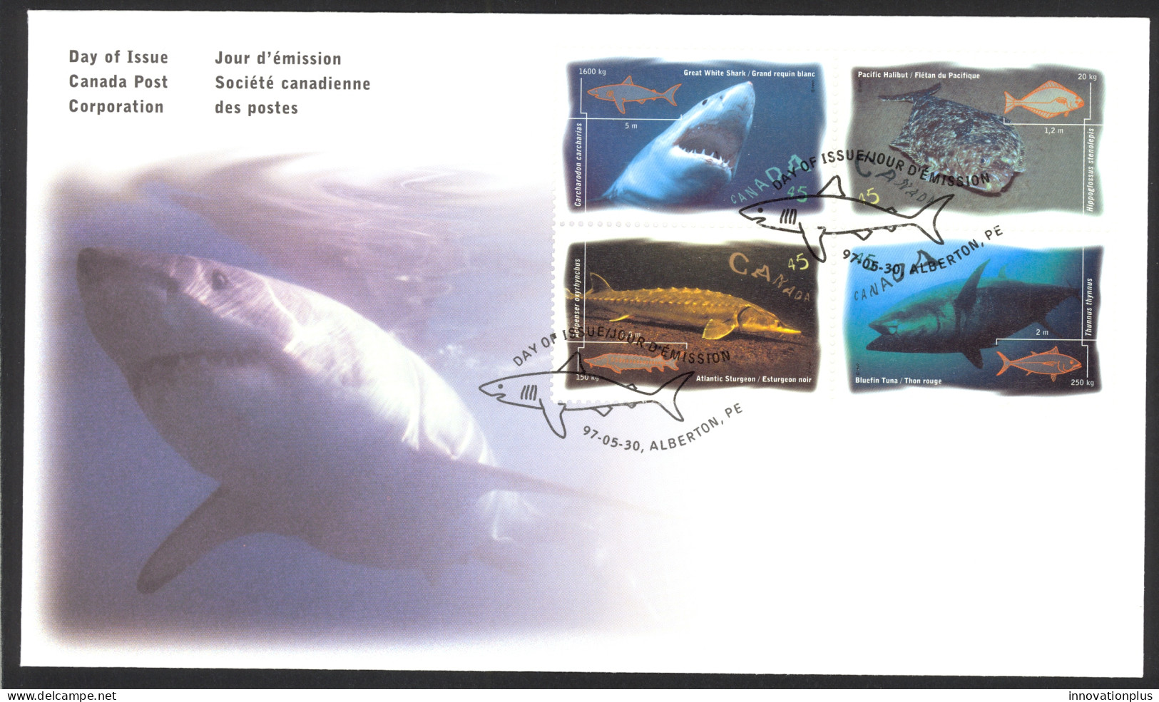 Canada Sc# 1641-1644 FDC Combination 1997 05.30 Ocean Water Fish - 1991-2000