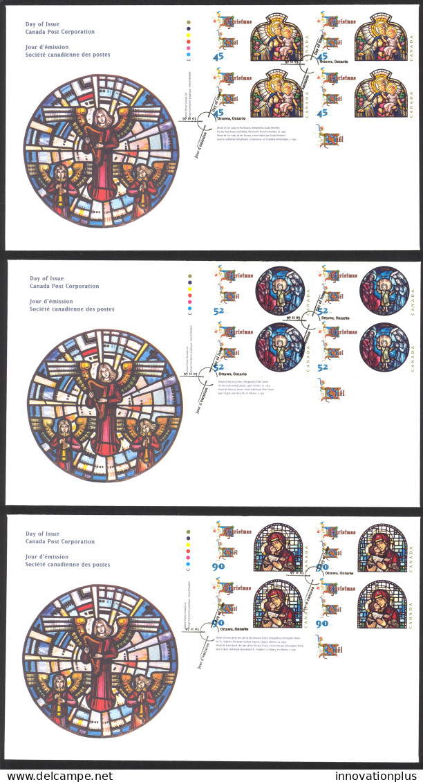 Canada Sc# 1669-1671 FDC Set/3 (inscription Blocks) 1997 11.03 Christmas - 1991-2000