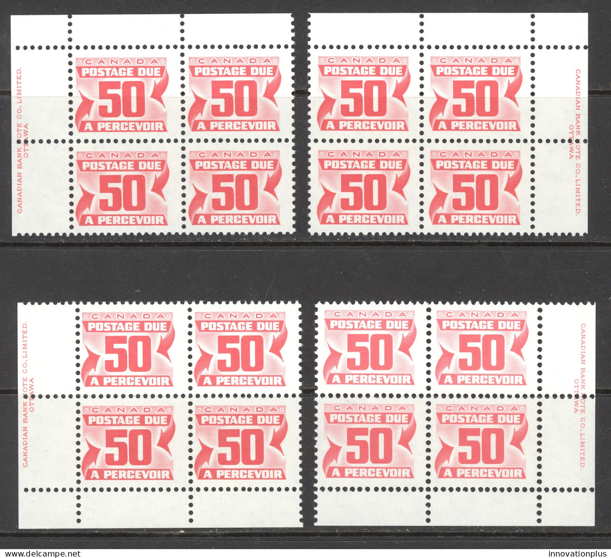 Canada Sc# J40 MNH PB Set/4 1977-1978 50c Carmine Rose Fourth Issue Postage Due - Port Dû (Taxe)