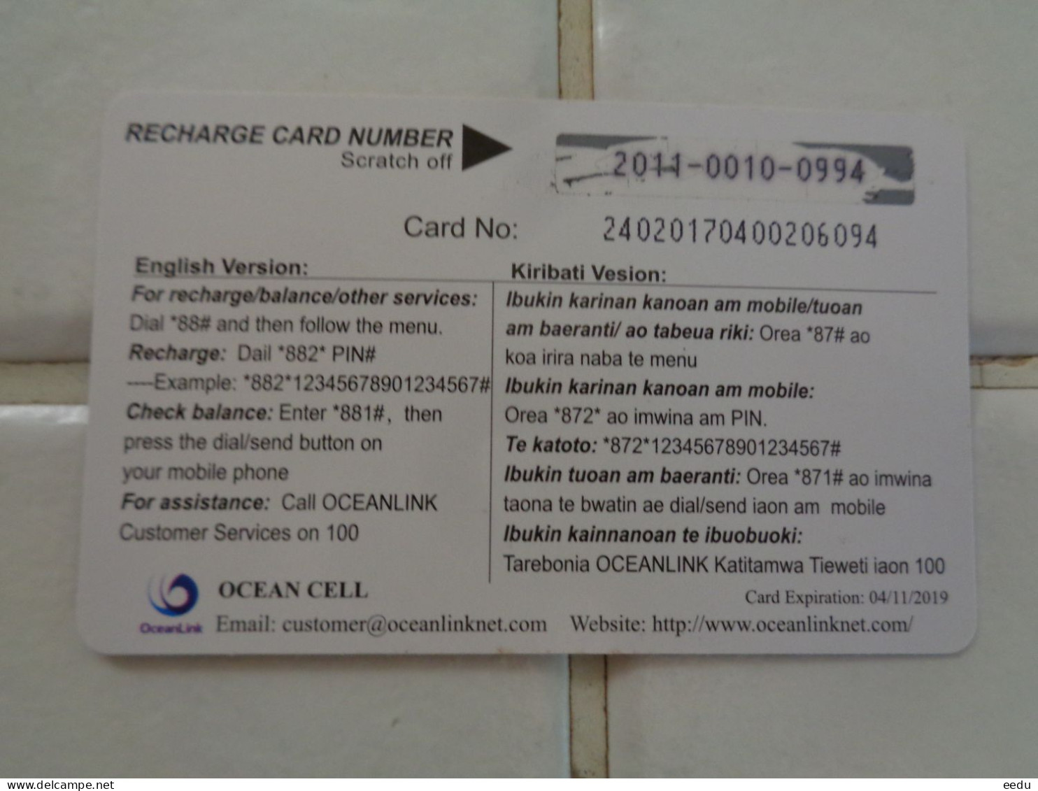 Kiribati Phonecard - Kiribati