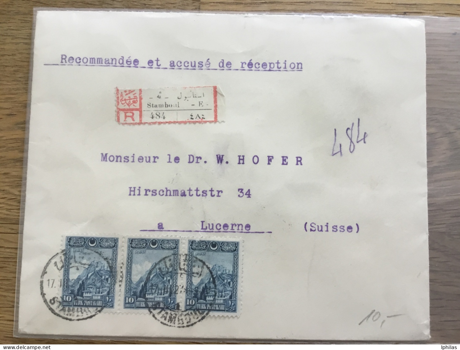 Türkei 1927 In Die Schweiz Mit Siegel R- Brief - Briefe U. Dokumente