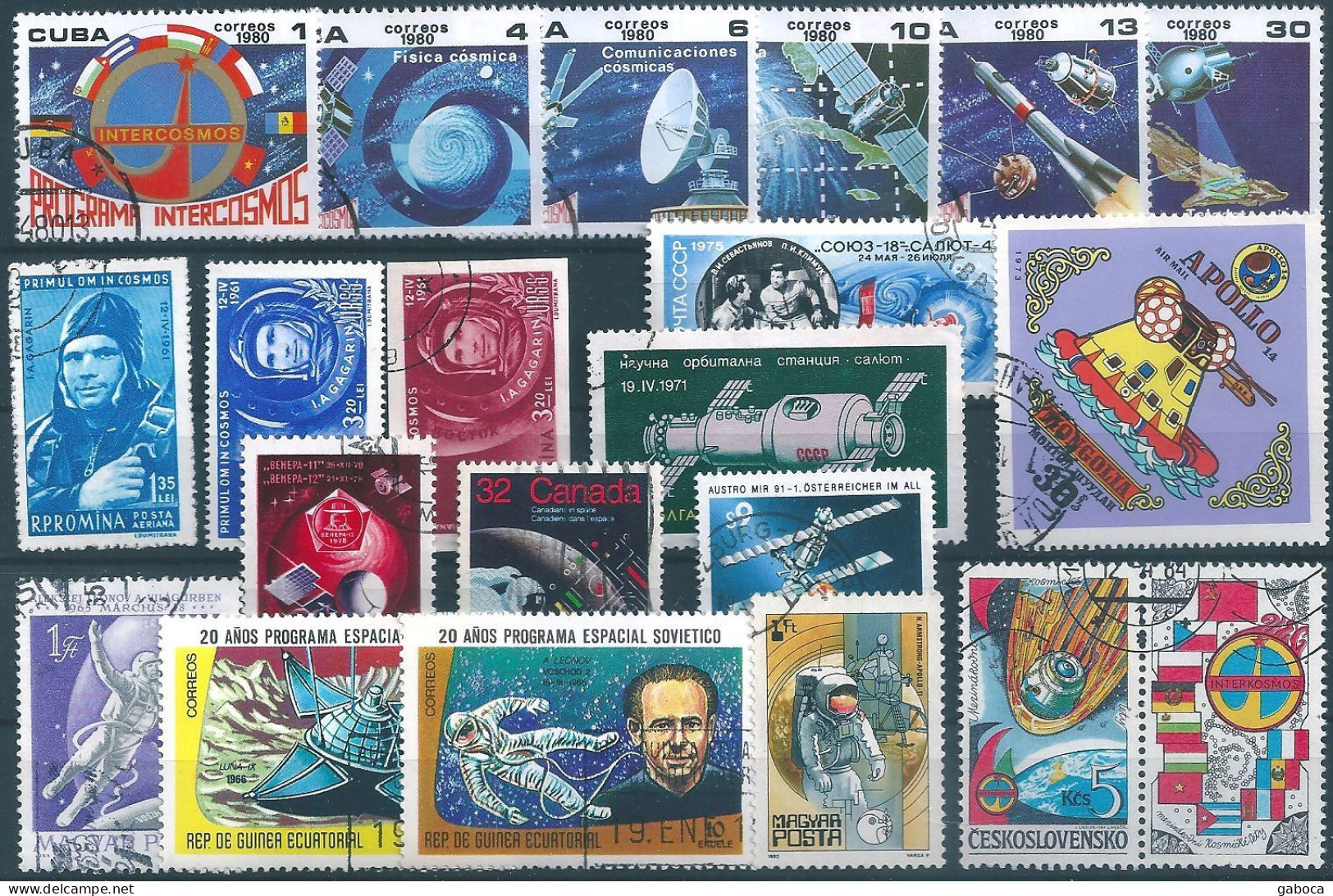 C4740 Space Astronaut Gagarin Spacecraft Moon Venus Satellite Science 2xSet+11xStamp Used Lot#568 - Sammlungen