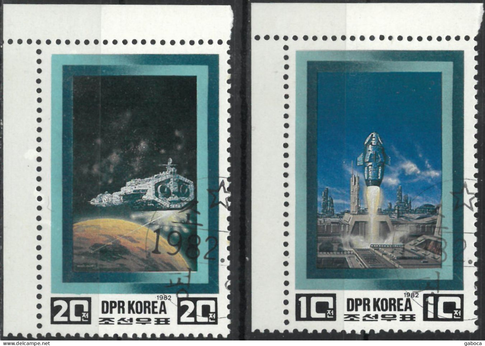 C4745 Space Satellite Cosmonaut Science Planet Cooperation Sci-Fi 1xSet+18xStamp Used Lot#573