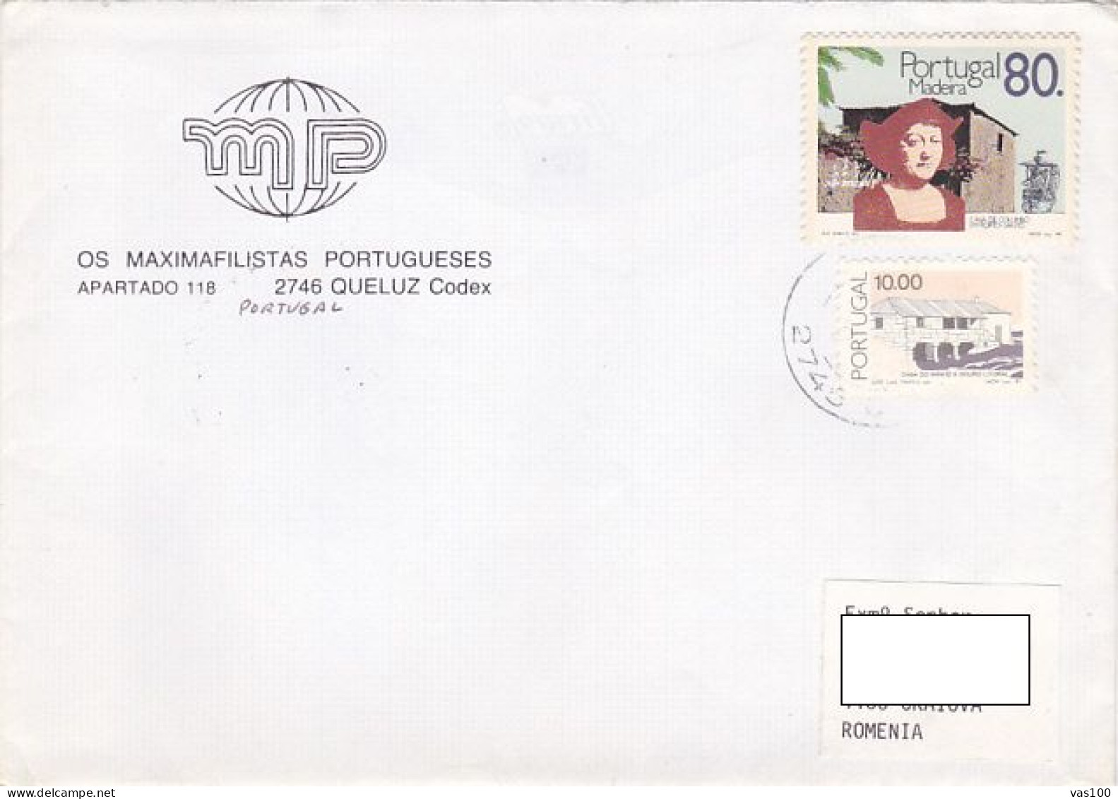 CHRISTOPHER COLUMBUS, HOUSE, STAMPS ON COVER, 1994, PORTUGAL - Briefe U. Dokumente