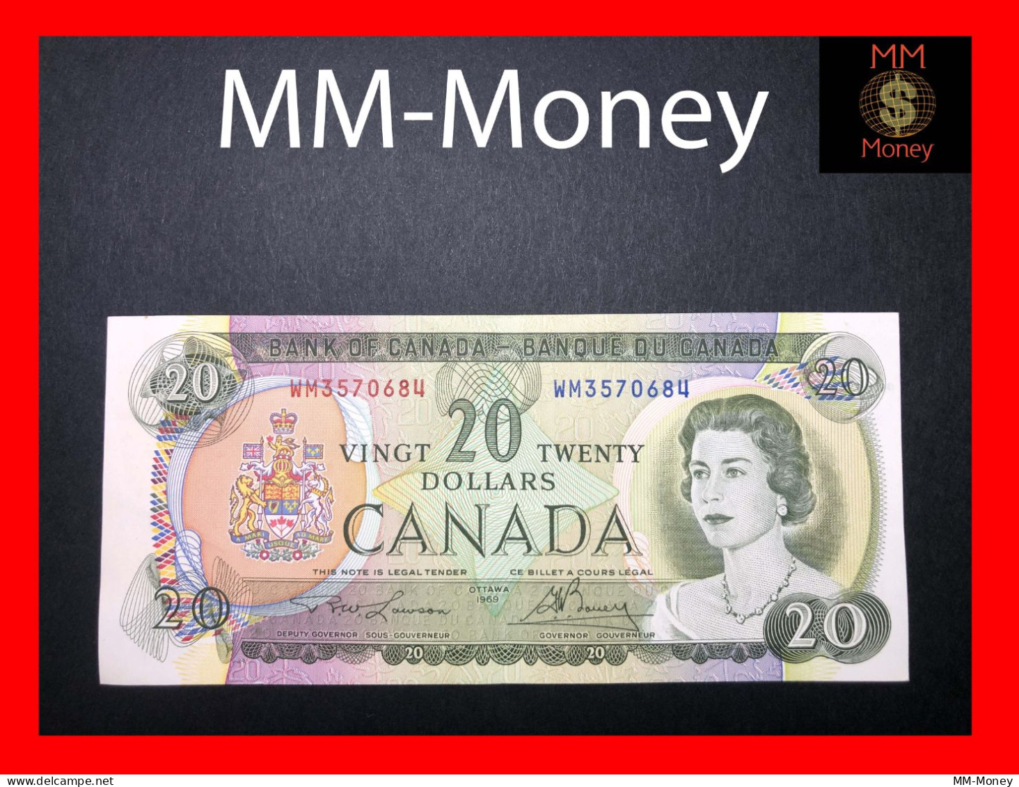 CANADA 20 $  1969  P. 89   "sig. Lawson - Bouey"     XF+     [MM-Money] - Canada