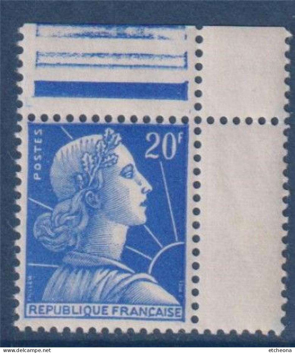 Marianne De Muller 20f Bleu Avec Bord De Feuille Et Inter Panneau N°1011B Neuf - 1955-1961 Marianne Van Muller