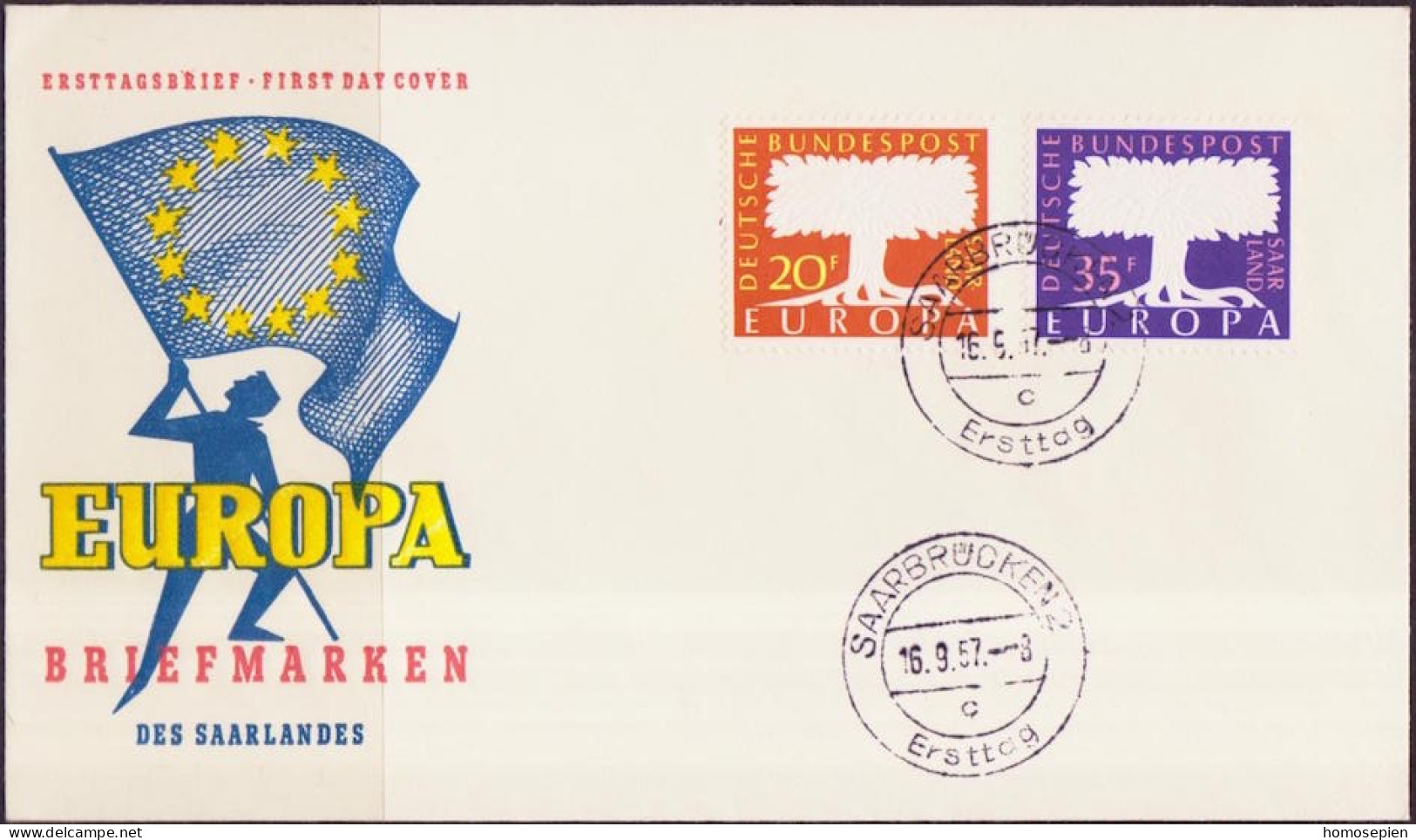 Sarre - Saarland FDC1 1958 Y&T N°421 à 422 - Michel N°439 à 440 - EUROPA - FDC