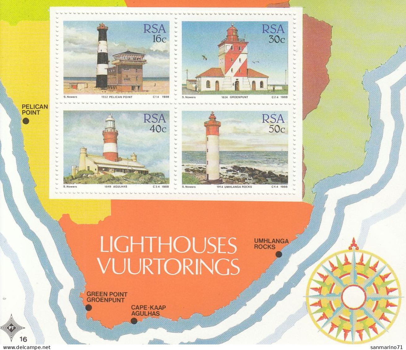 SOUTH AFRICA Block 21,unused,lighthouses - Nuovi