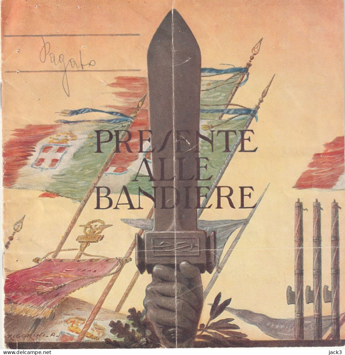 LIBRETTO PRESENTE ALLE BANDIERE - MINISTERO DELLA GUERRA - DISTRETTO MILITARE DI SIRACUSA  1943 - Vlaggen