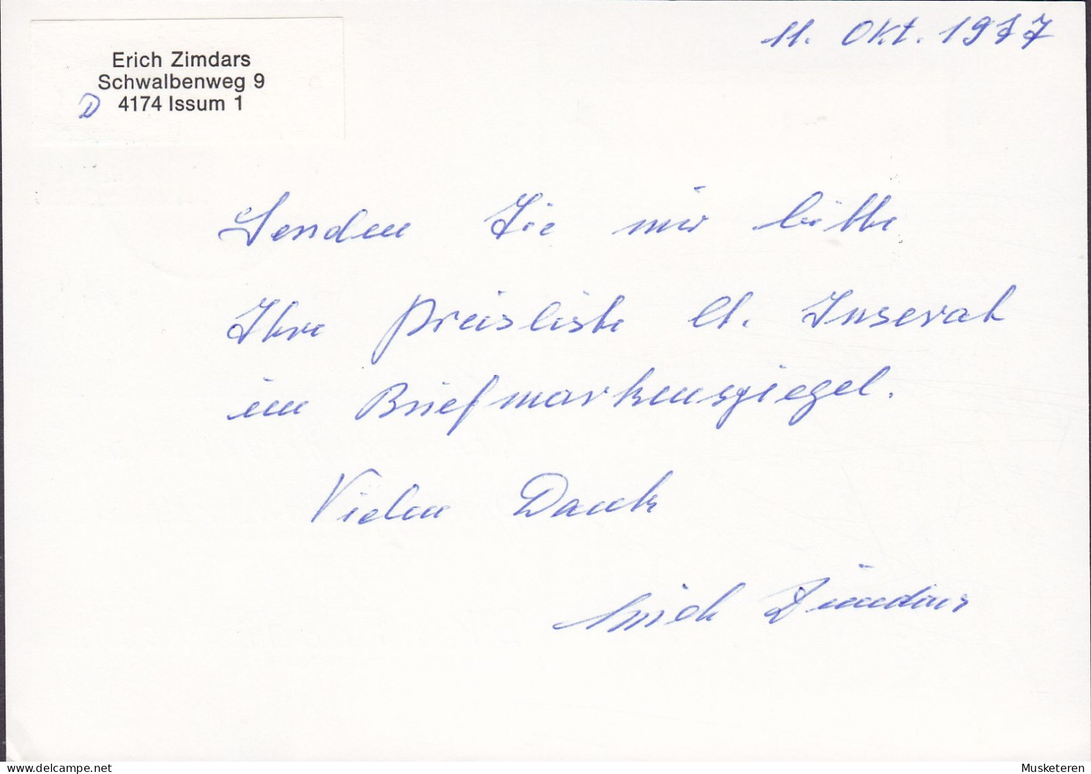 Bundespost Berlin Uprated Postal Stationery Ganzsache ISSUM 1977 FREDERICIA Denmark (2 Scans) - Cartes Postales - Oblitérées