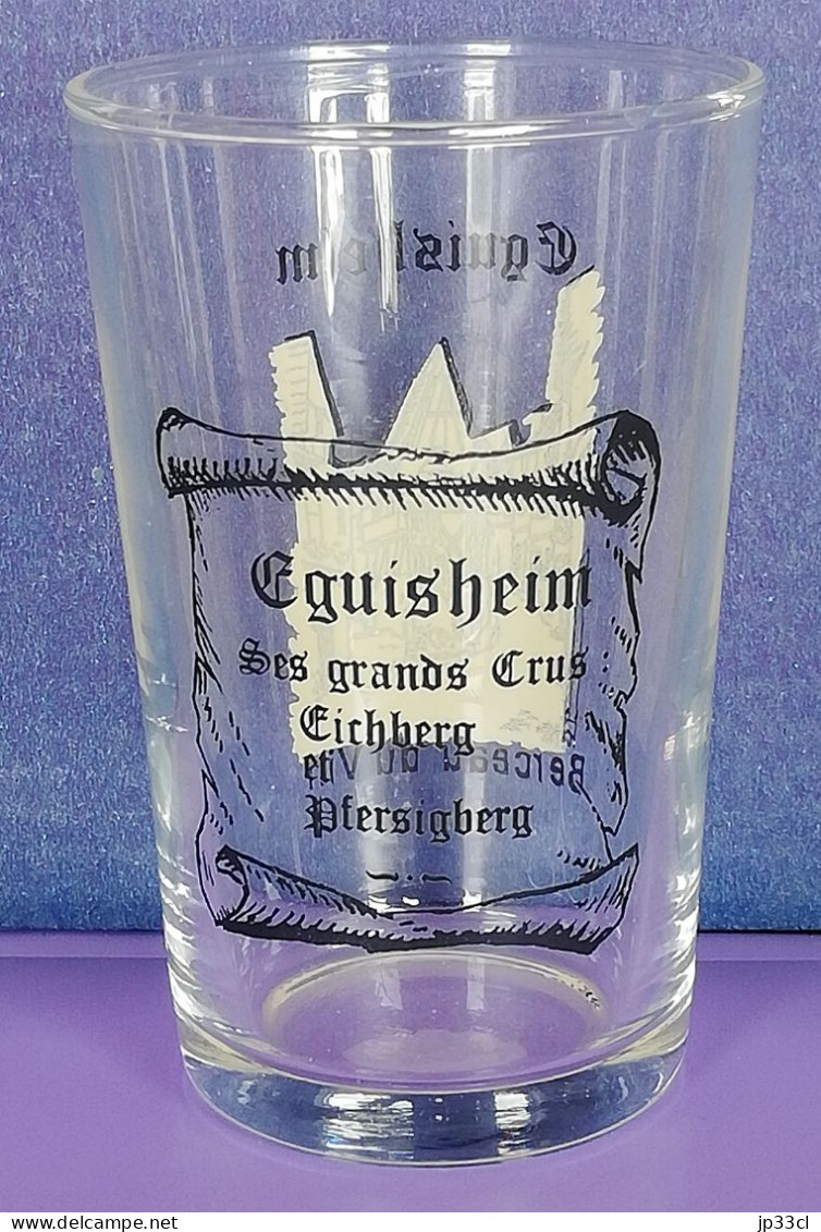 Verre à Vin Décoré D'une Vue D'Eguisheim "Berceau Du Vin - Ses Grands Crus : Eichberg Et Pfersigberg" (vers 1990) - Vasos