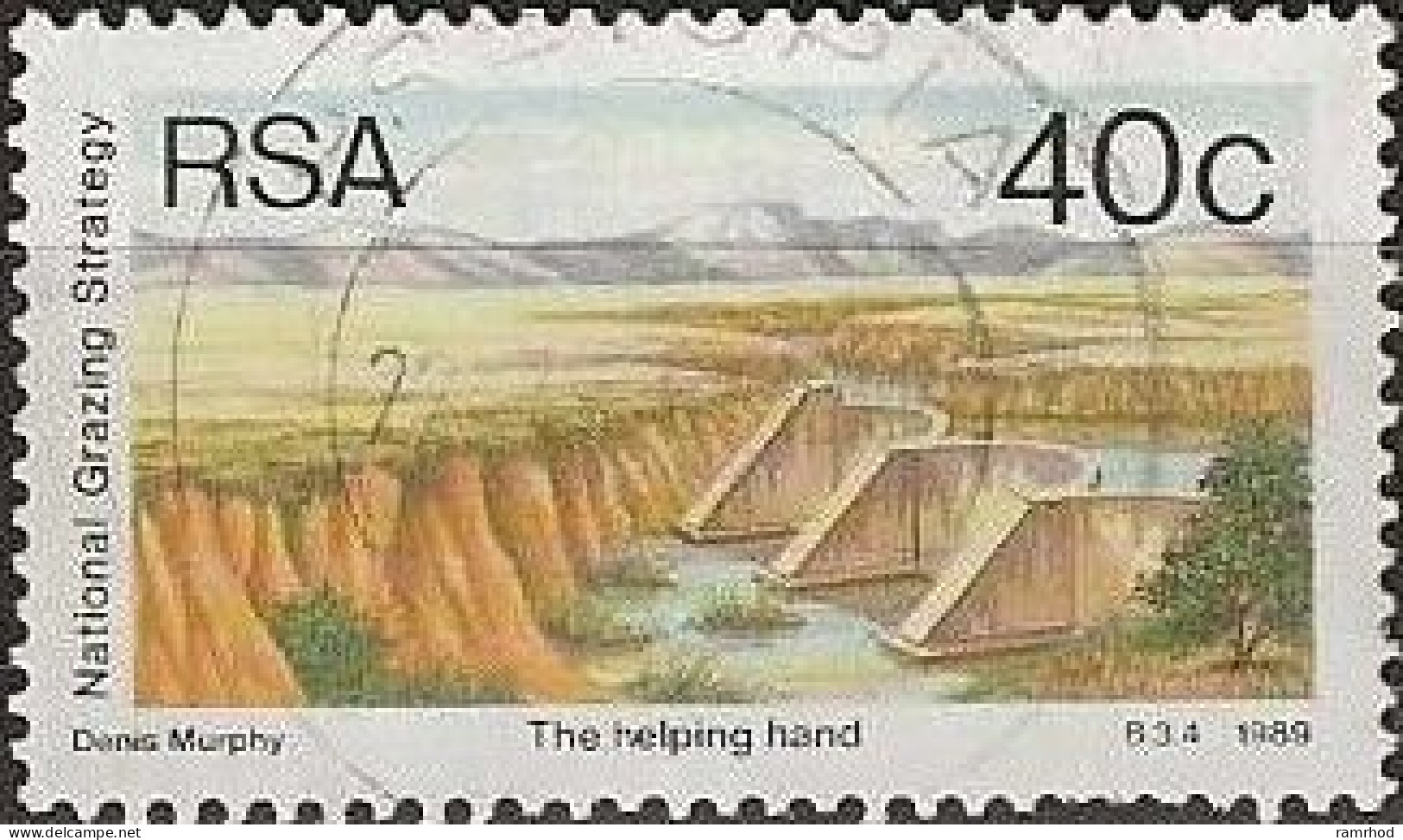 SOUTH AFRICA 1989 National Grazing Strategy - 40c. - Concrete Barrage In Gully FU - Used Stamps