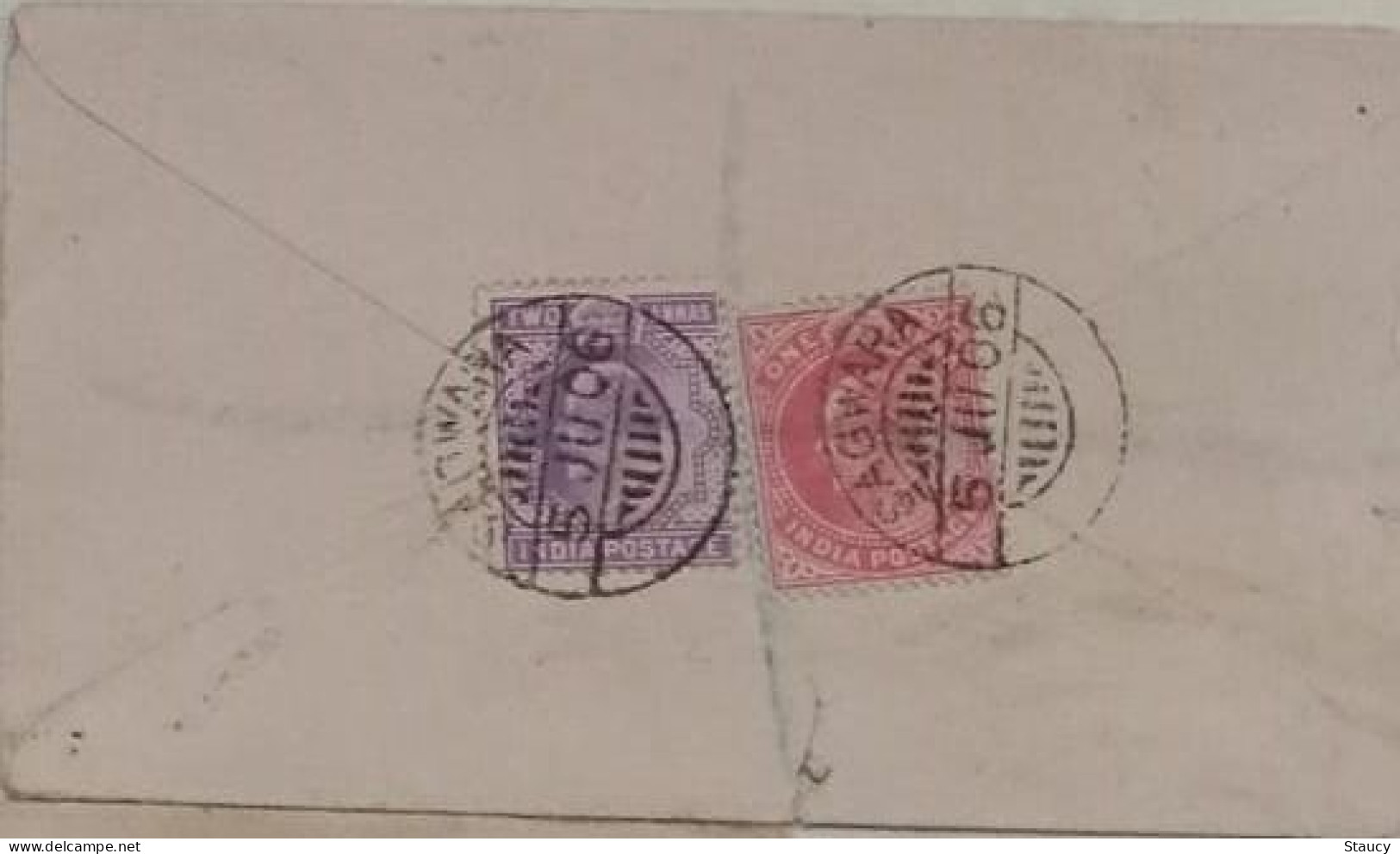 BRITISH INDIA 1906 KEVII 2a + 1a FRANKING On 1/2a KGV Stationery Registered COVER, NICE CANC ON FRONT & BACK As Per Scan - Jaipur