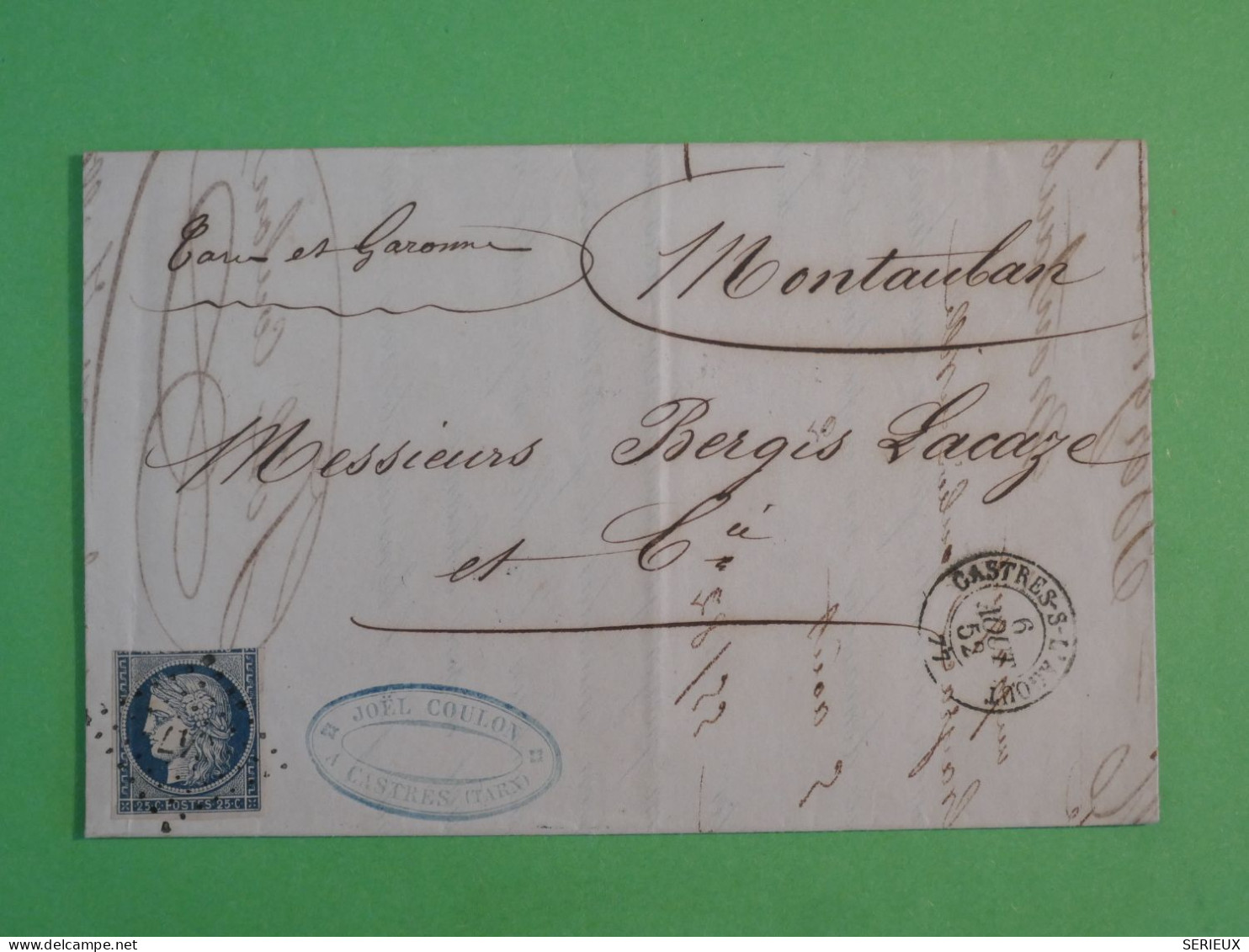 BX10 FRANCE  BELLE LETTRE RR 1852  CASTRES A MONTAUBAN +CERES N°4 +VOISIN  +AFF. INTERESSANT +++ + - 1849-1850 Ceres