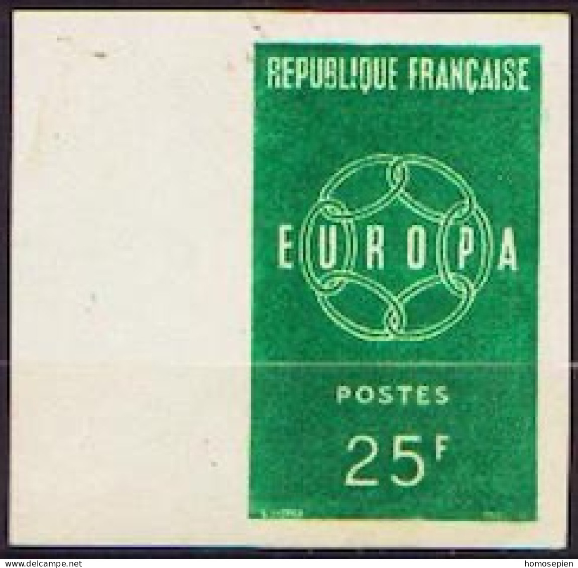 Europa CEPT 1959 France - Frankreich Y&T N°1218a - Michel N°1262 *** - 25f EUROPA - Non Dentelé - 1959