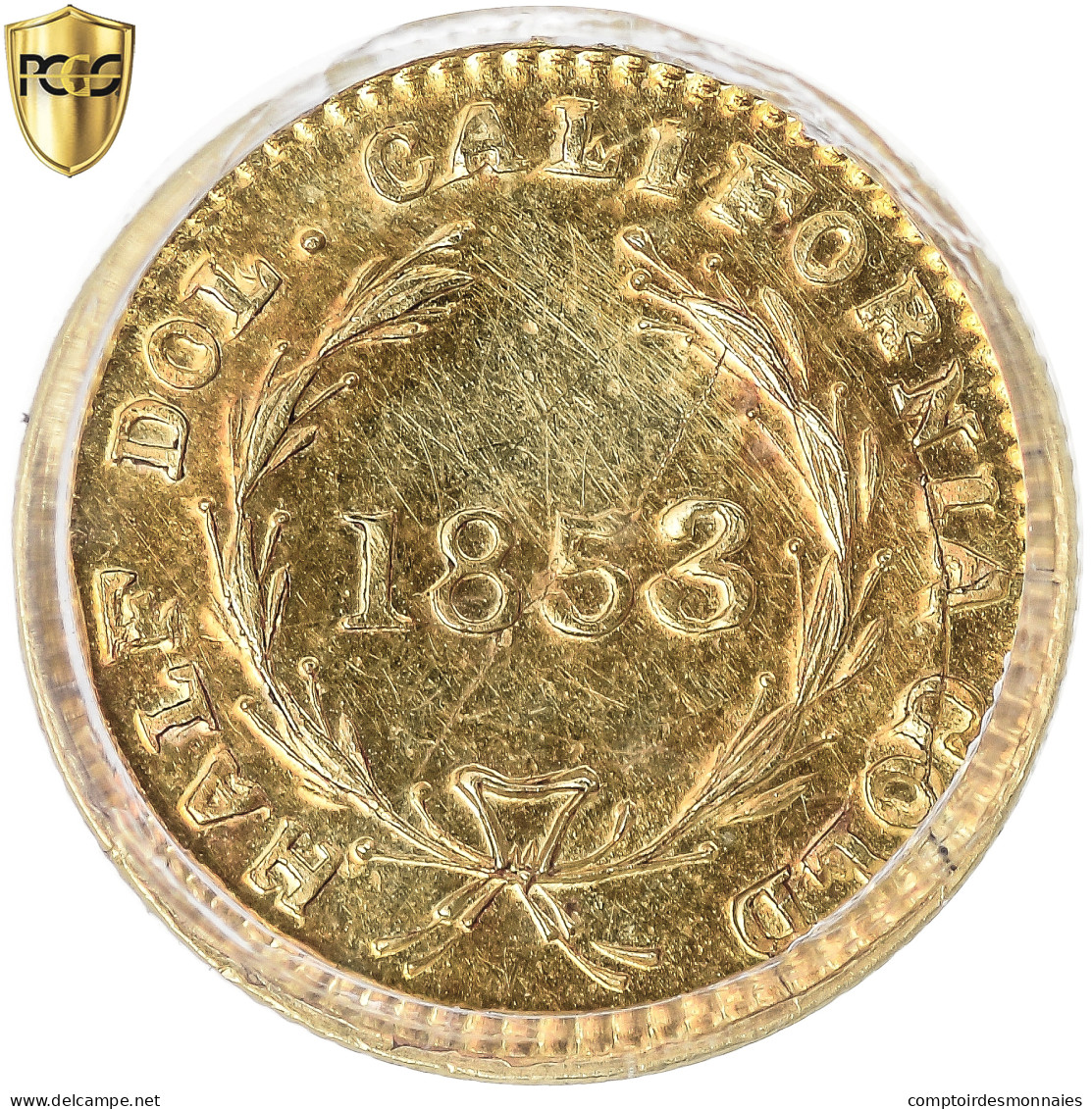 Monnaie, États-Unis, Coronet Head, Half Dollar, 1853, California Gold, PCGS - 1$, 3$, 4$