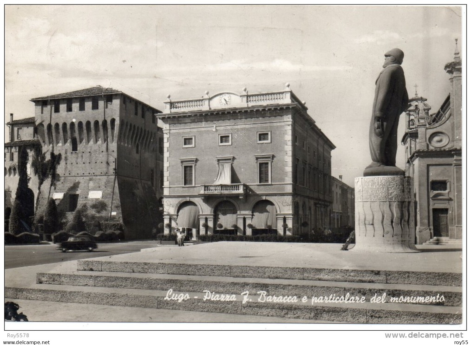 Emilia Romagna-ravenna-lugo Piazza F.baracca Monumento Veduta Particolare Anni 50 - Sonstige & Ohne Zuordnung