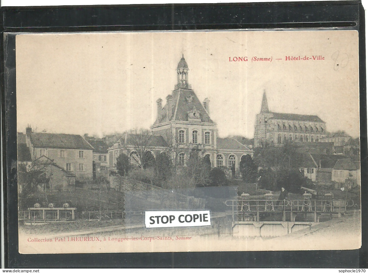 08-2023 - AIR150/1388 - SOMME - 80 - LONG Près AILLY LE HAUT CLOCHER -600 Hab - Légende Rouge - Hôtel De Ville - Ailly Le Haut Clocher