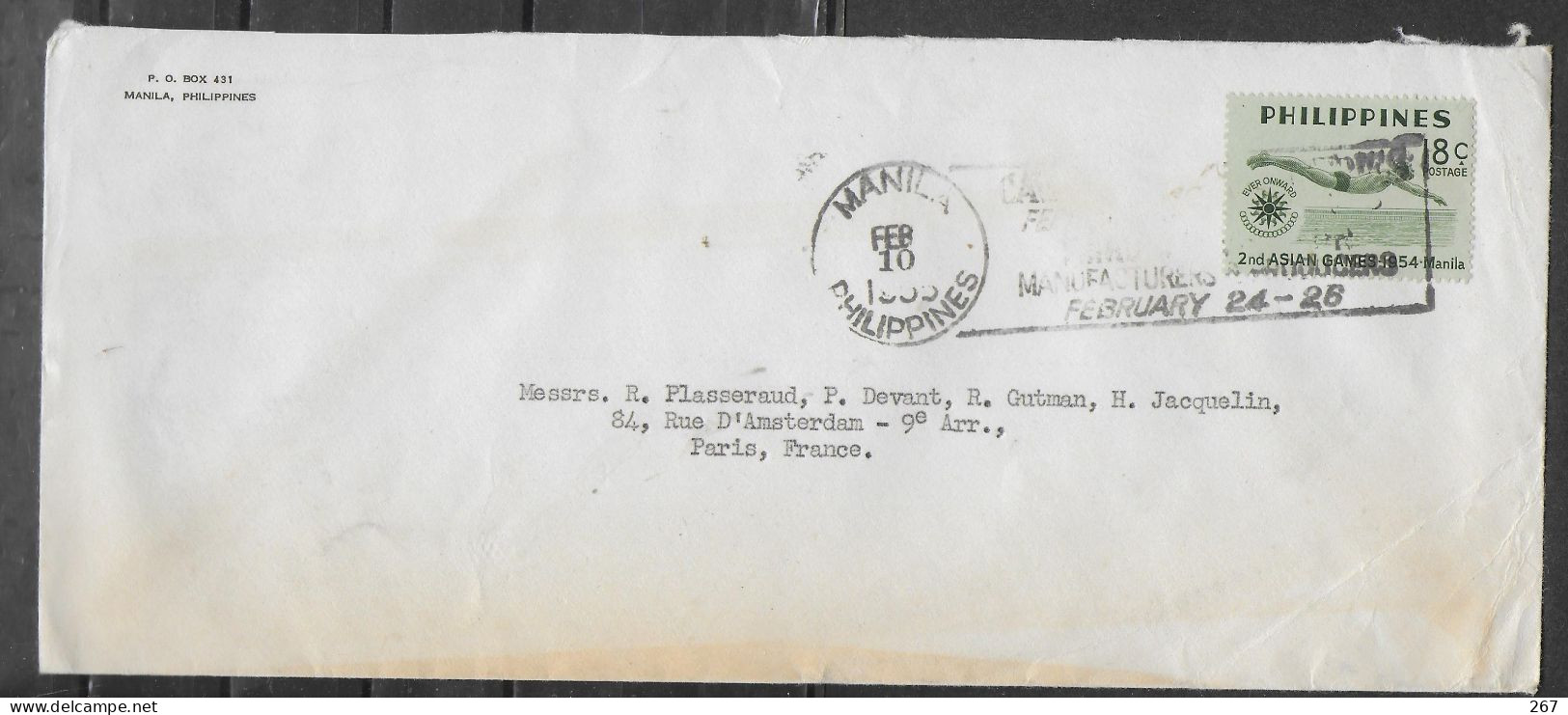 PHILIPPINES  Lettre 1955 Plongée - Duiken