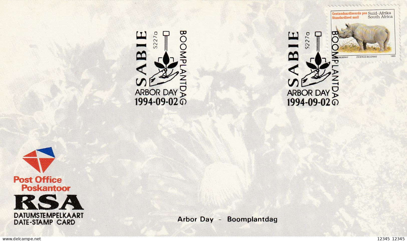 Zuid Afrika 1994, Date Stamp Card, Arbor Day, Trees - Briefe U. Dokumente