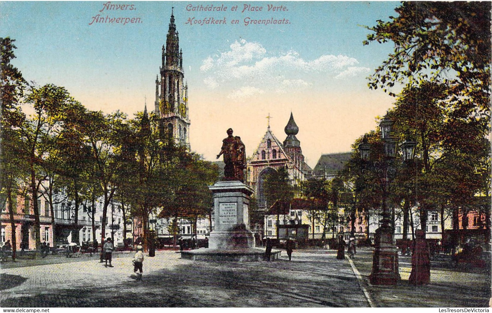 BELGIQUE - ANVERS - Cathédrale Et Place Verte - Carte Postale Ancienne - Antwerpen