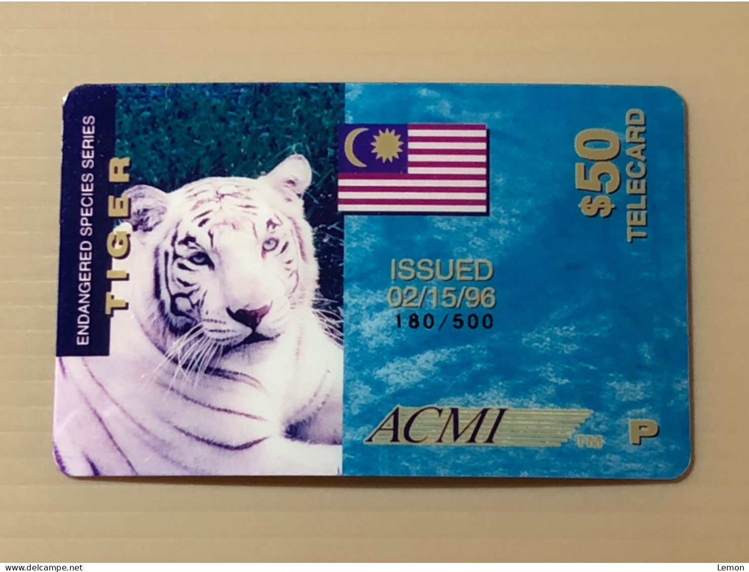 Mint USA UNITED STATES America Prepaid Telecard Phonecard, Endangered Species Series White Tiger (500EX),1 $50 Mint Card - Collections