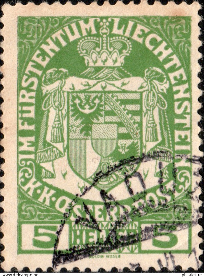 LIECHTENSTEIN - 1917 - Mi.5 - 5h Yellowish Green - VF Used (VADUZ Cds) - Usados