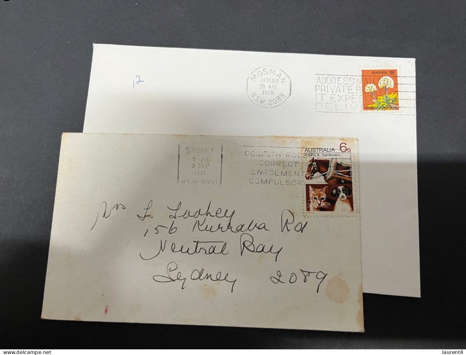 6-8-2023 (1 T 39)  Australia - 2 Lettes Posted With Stamps - Briefe U. Dokumente