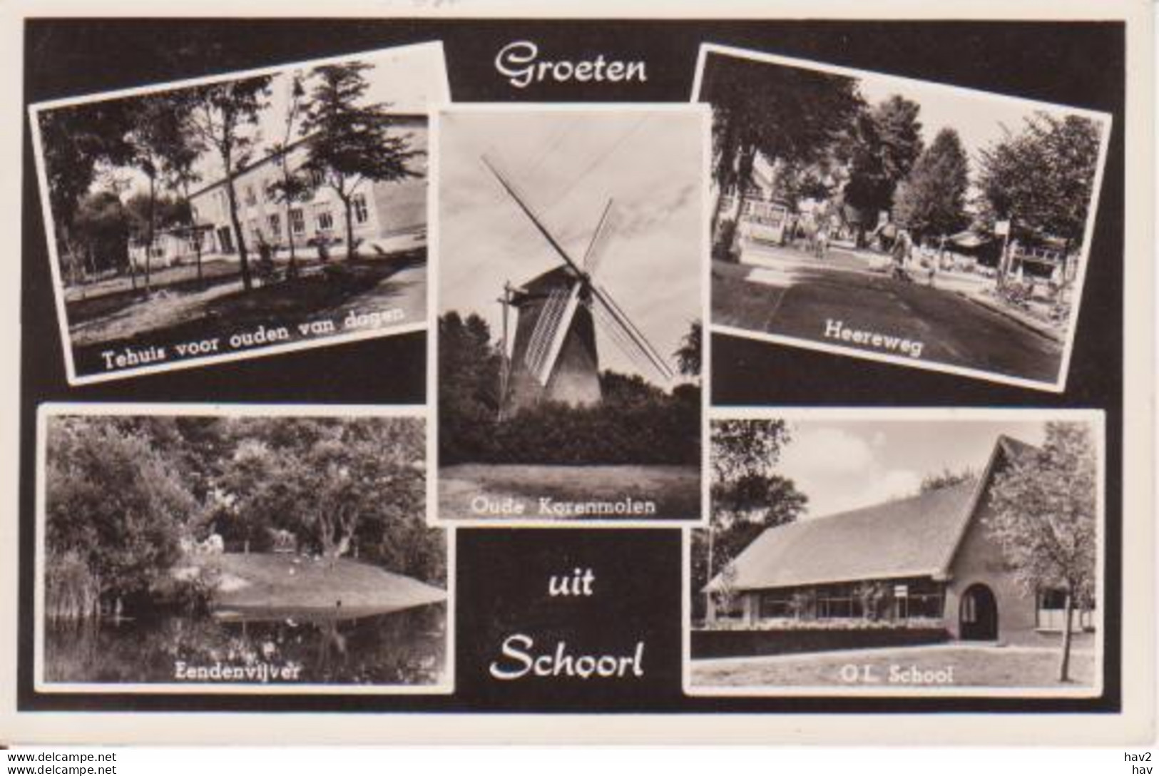 Schoorl 5-luik Met Molen 1955 RY14019 - Schoorl