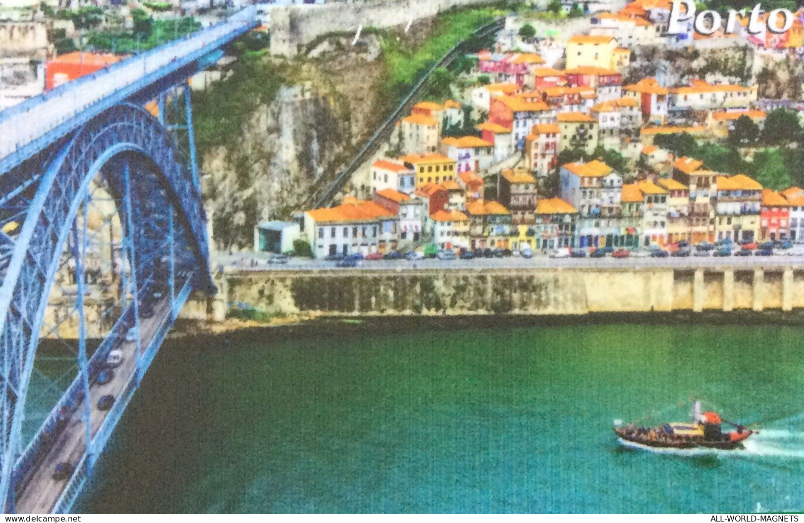 Porto Duoro River Bridges Boat City Vew Portugal Souvenir Fridge Magnet - Magnete