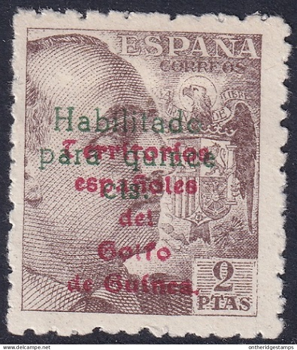 Spanish Guinea 1949 Sc 303 Var Ed 274hc MH* Red Overprint Offset On Back Variety - Guinea Española