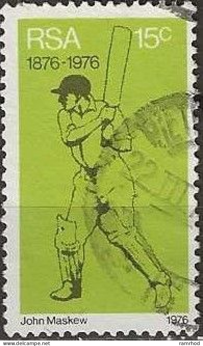 SOUTH AFRICA 1976 Sporting Commemorations - 15c - Batsman (Centenary Of Organised Cricket In South Africa) FU - Oblitérés