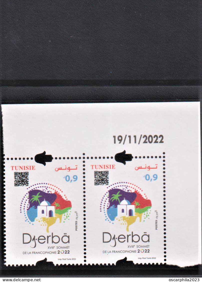 2022- Tunisie- 18ème Sommet De La Francophonie, Djerba 2022 En Paire Coin Daté 2v. MNH*** - Other & Unclassified