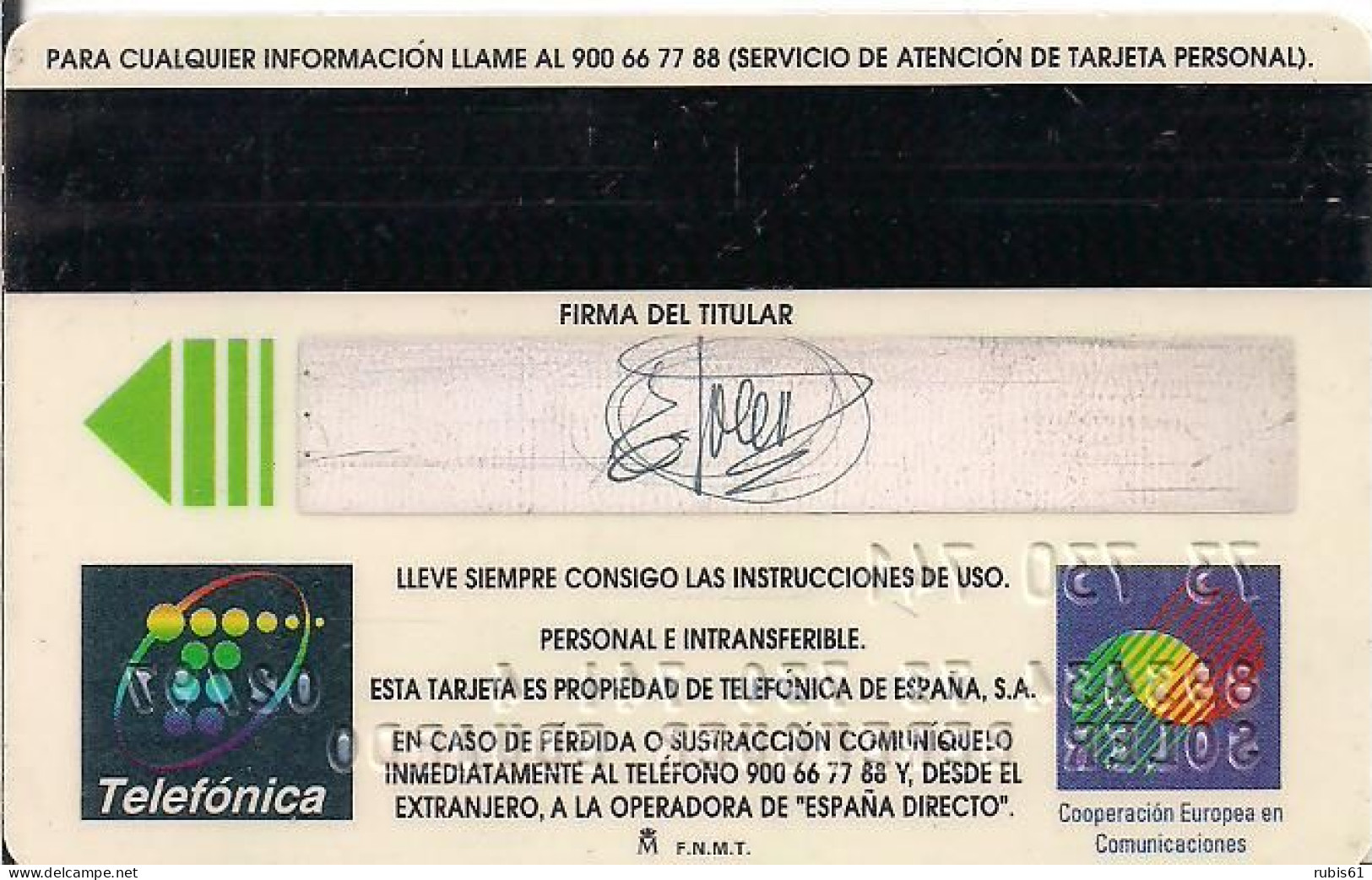 TARJETA PERSONAL DE TELEFONICA - Fouten & Varianten