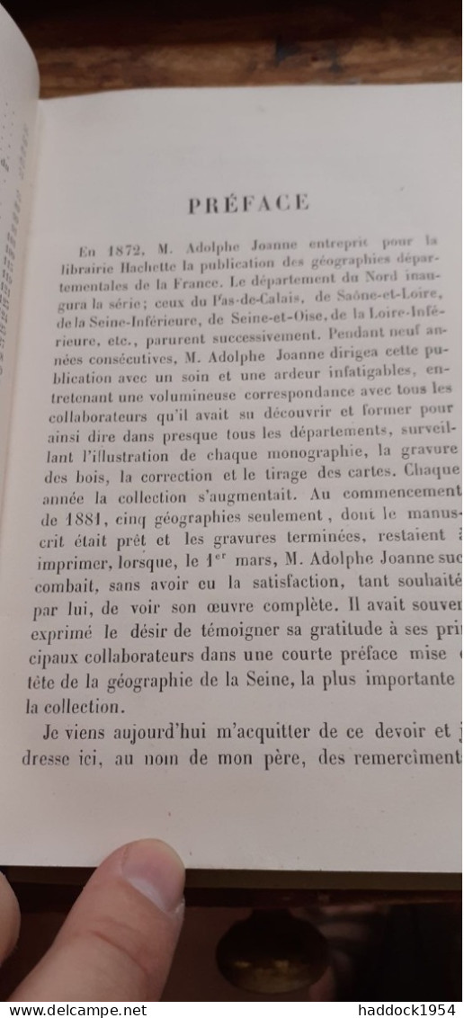 Géographie De La Seine ADOLPHE JOANNE Hachette 1881 - Parijs