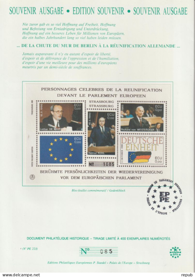 France 1990 Feuillet De 5 Vignettes Numéroté Dans Encart 2 Volets Strasbourg Parlement Européen - Sonstige & Ohne Zuordnung