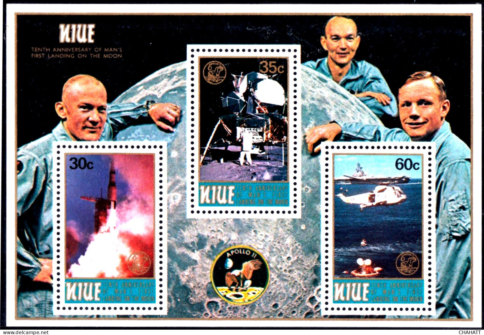 MAN ON MOON- SPACE - NIUE- MS -MNH-M3-135 - Oceanía