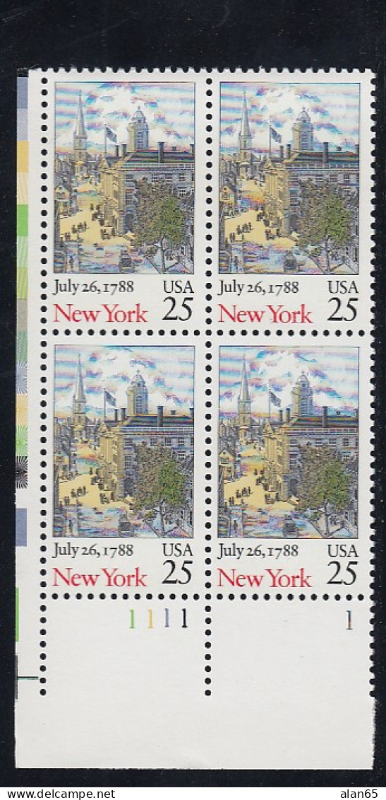 Sc#2346, New York US Constitution Ratification Bicentennial 25-cent Plate # Block Of 4 MNH 1988 Issue - Plate Blocks & Sheetlets